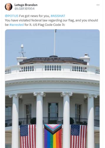 Letsgo Brandon I've got news for you asshat tweet