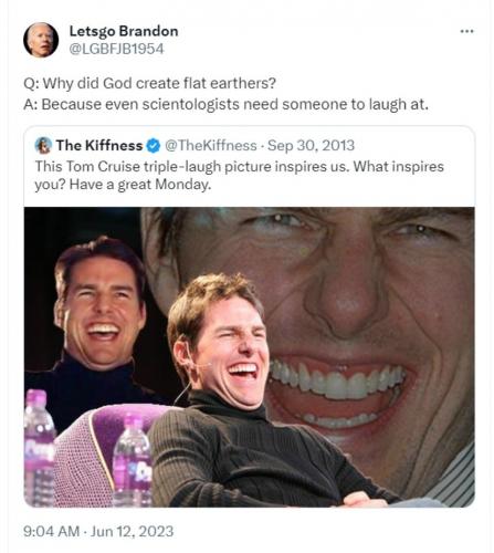 Why did God create flat earthers Letsgo Brandon tweet