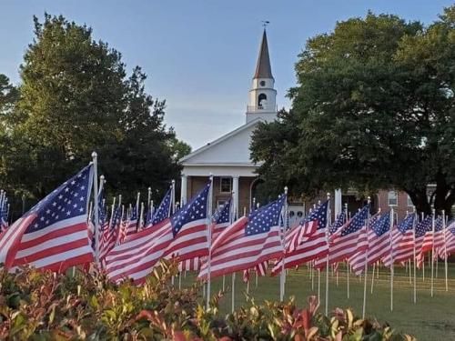 Flag - Flags in front of church