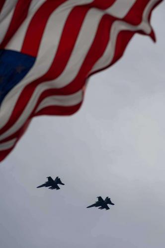 Flag - With EA-18G Growlers  flying over