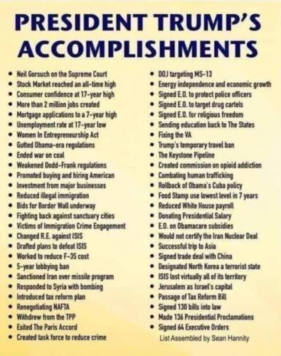 M Trump accomplishments