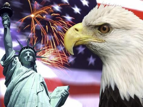 July 4th -- Happy 4th (Eagle, Statue of Liberty, Fireworks)