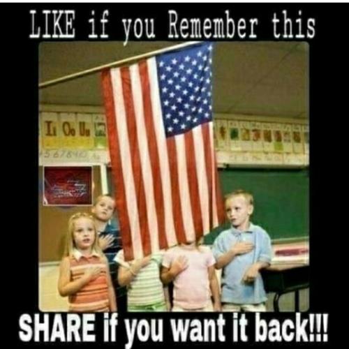USA Flag, Pledge of Allegiance -- Kids in School