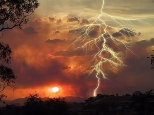 Lightning Strike at Sunset
