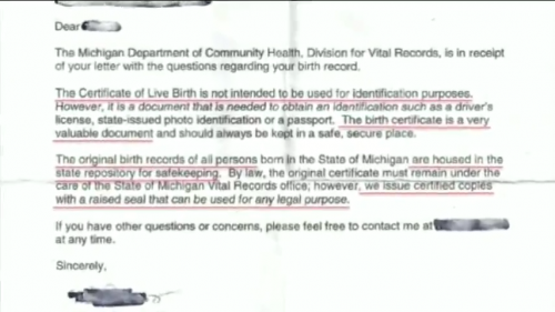 Birth Certificate is not Evidence of Identity