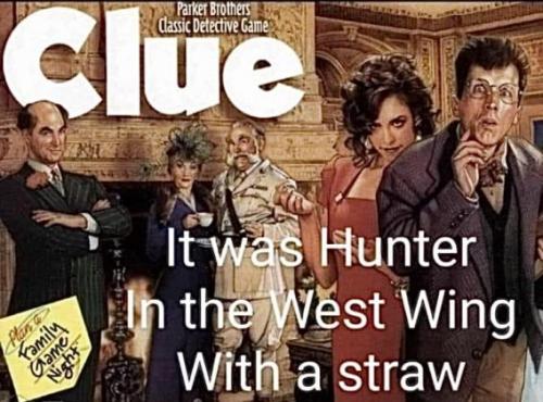 hunter in the west wing with a straw