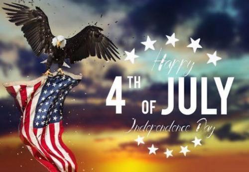 July 4th -- Happy 4th (Eagle, Flag, Sky)