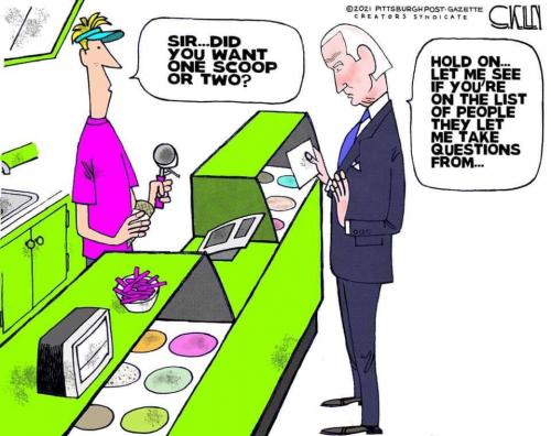 Cartoon - Biden - List of people to take quesions from