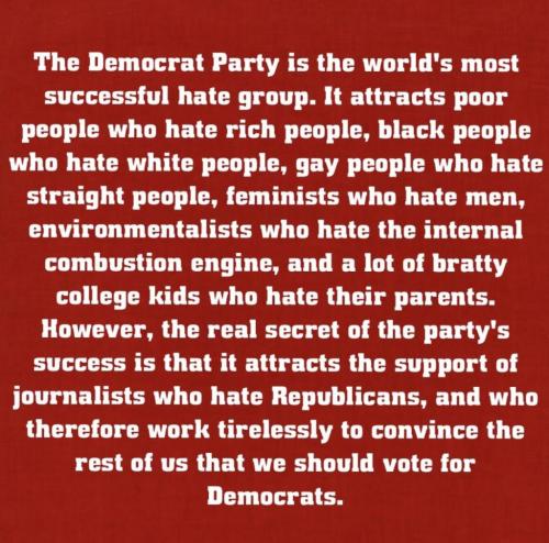 Democrat, Racism, Hate, LGBT, Global Warming, Feminist, Socialists -- #1 Most Successful HATE Group