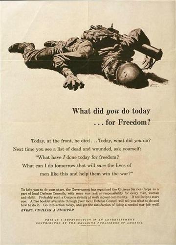 Soldier, US Military, Freedom, WWII Poster - What did You Do Today for Freedom