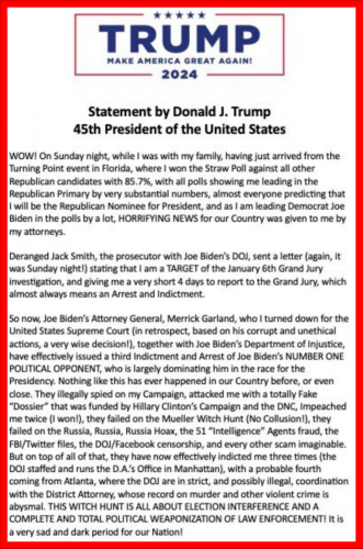 M Trump statement