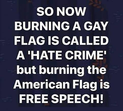 B burning gay flag