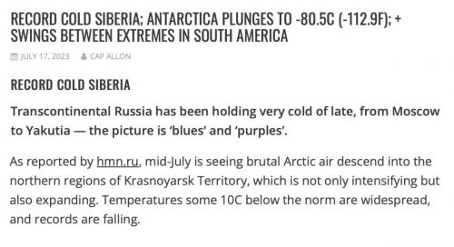 Siberia record cold