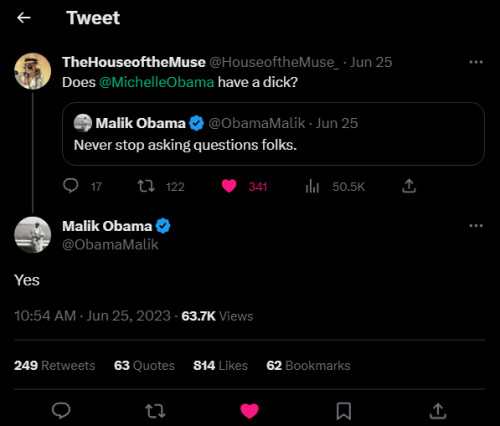 Malik Obama Tweets Yes To Michelle Having A Dick