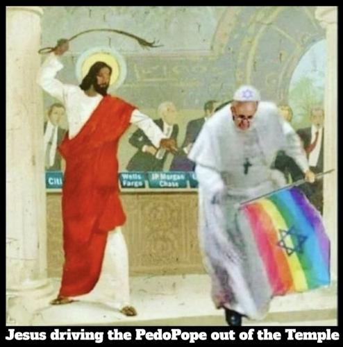 Jesus driving the PedoPope out of the temple 960px