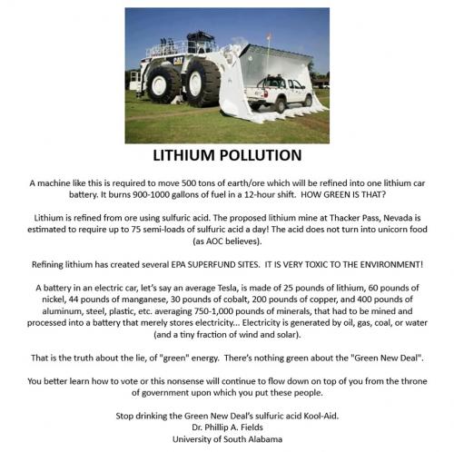 B Lithium pollution