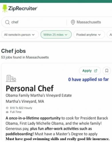 Chef job zero have applied so far