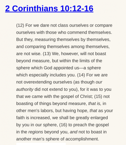 2 Corinthians 10:12-16