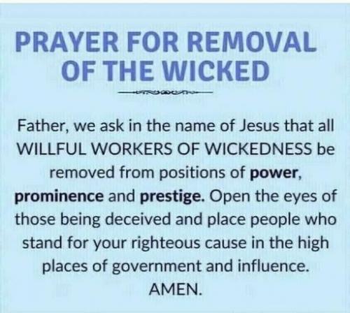 Prayer for removal of the wicked
