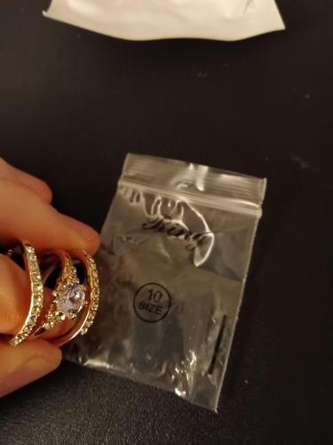 gold Simple Classic Zircon Ring Popular Lady Engagement Hand Jewelry size 10