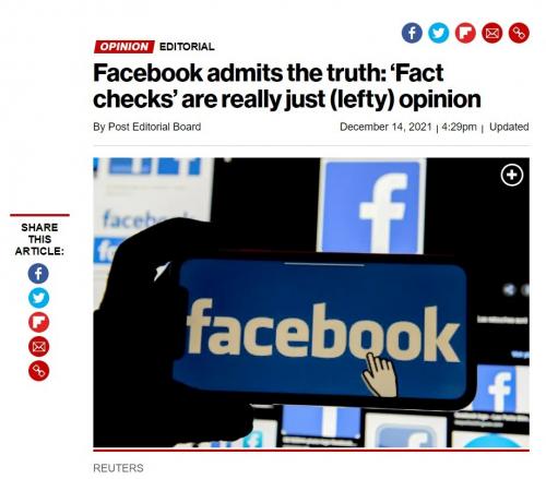 Facebook admits fact checks are lefty opinion