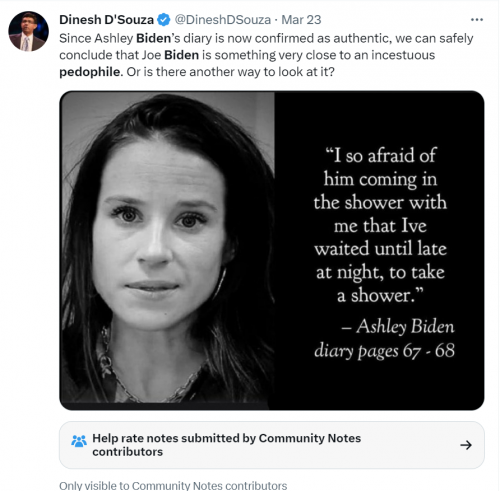 Ashley Biden Dinesh DSouza tweet