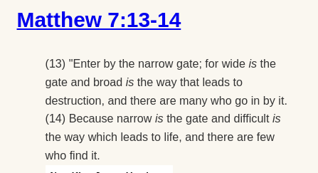 Matthew 7:13-14