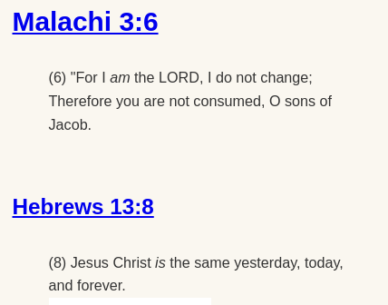 Malachi 3:6-Hebrews 13:8