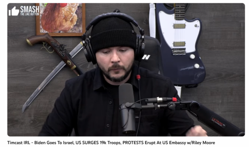 Screenshot 2023-10-17 at 17-07-53 (377) Timcast IRL - Biden Goes To Israel US SURGES 19k Troops PROTESTS Erupt At US Embassy w_Riley Moore - YouTube