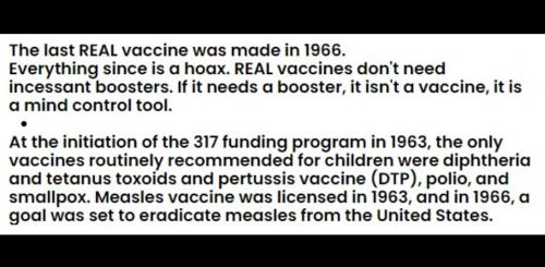 The Last REAL vaccine was made in 1966