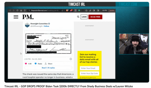 Screenshot 2023-10-20 at 17-14-10 (385) Timcast IRL - GOP DROPS PROOF Biden Took $200k DIRECTLY From Shady Business Deals w_Lauren Witzke - YouTube