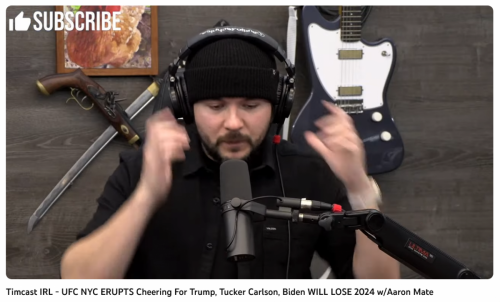 Screenshot 2023-11-14 at 00-12-41 (48) Timcast IRL - UFC NYC ERUPTS Cheering For Trump Tucker Carlson Biden WILL LOSE 2024 w_Aaron Mate - YouTube