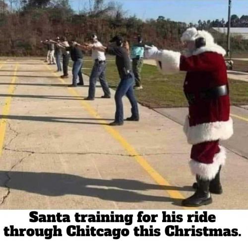 Santa training for his ride through Chitcago this year