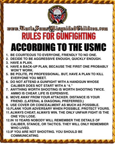 USMC Rules for Gunfighting