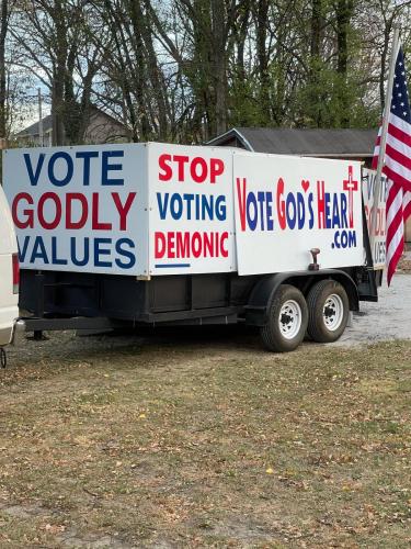 Richard Justman -- Signs 'Vote Godly Values' (Right Side) {Nov Election 2022}