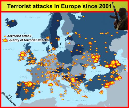 Terrorist -- Europe map (2001-now)