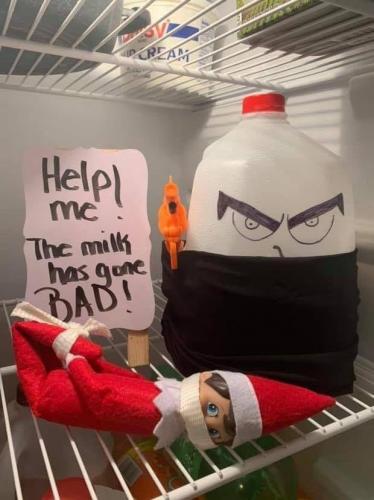 Elf on a shelf - Milk has gone bad