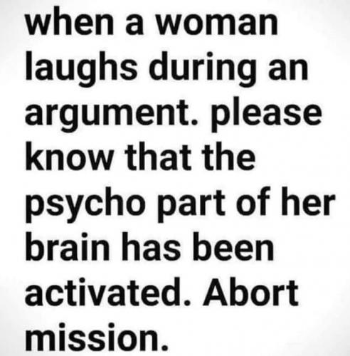 woman laughs psycho