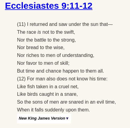 Ecclesiastes 9:11-12