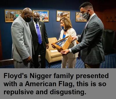 George Floyd, Nigger Family -- Family Given the American Flag