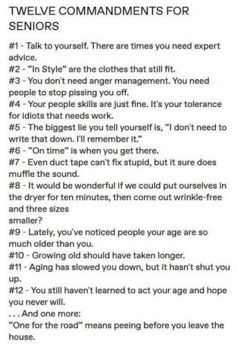 12 Commandments for Seniors