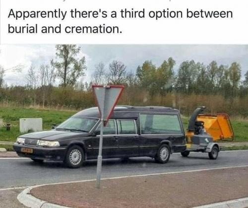 Hearse with wood chipper