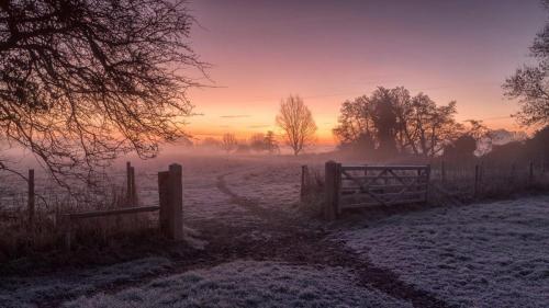 Winter sunrise in Dedham, Colchester, England