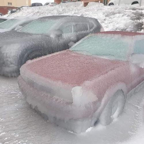Snow-Ice Geometry -- Freezing Rain on Cars (Vladivostok, Russia)