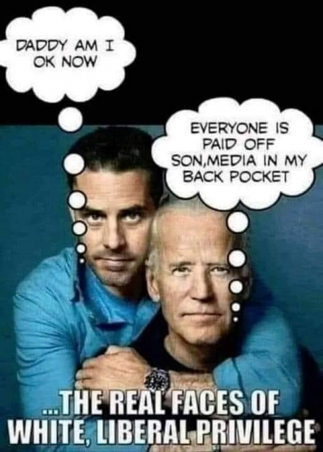 Joe, Hunter Biden, Mainstream Media, payoff  -- Real White 'Liberal' Priviledge
