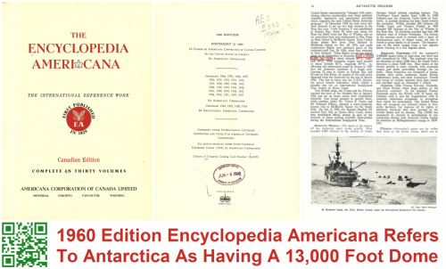 1960 Encyclopedia Americana Refers To Antarctica Having A 13,000 Foot Dome