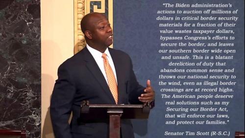 Senator Tim Scott (R-S.C.) Auctioned Boarder Wall Material