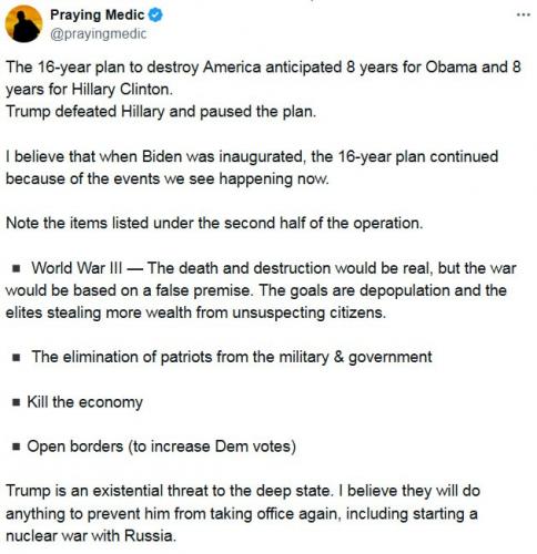 16 year plan to destroy America Praying Medic