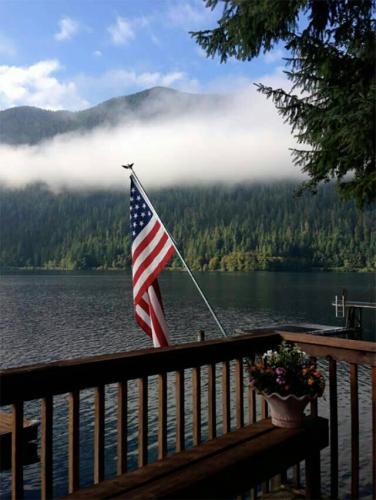 Flag - On deck over lake