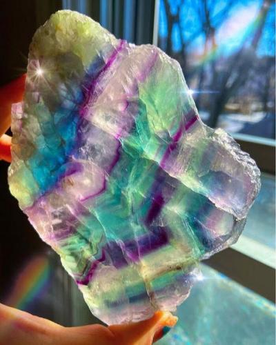 Rock, Mineral -- Beautiful Natural Rainbow Fluorite with Bands Of Different Colours